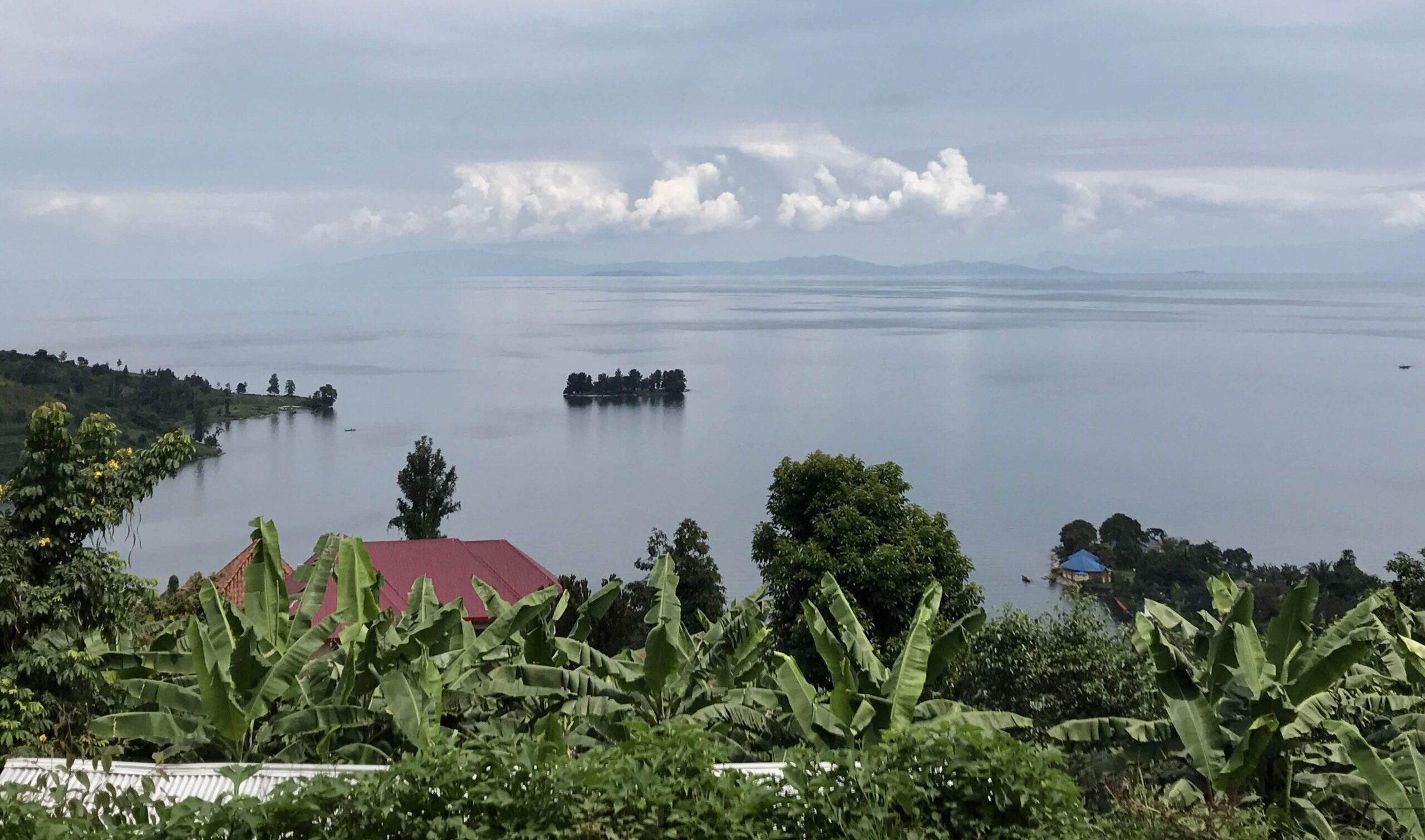 Lake Kivu located on the border of Rwanda and the Democratic Republic of the Congo