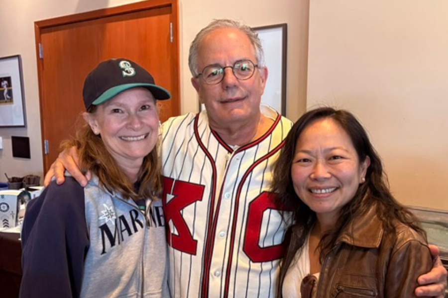 Drs. Tonya Palermo & See Wan Tham flank Dr. Gary Walco at his retirement celebration in May.